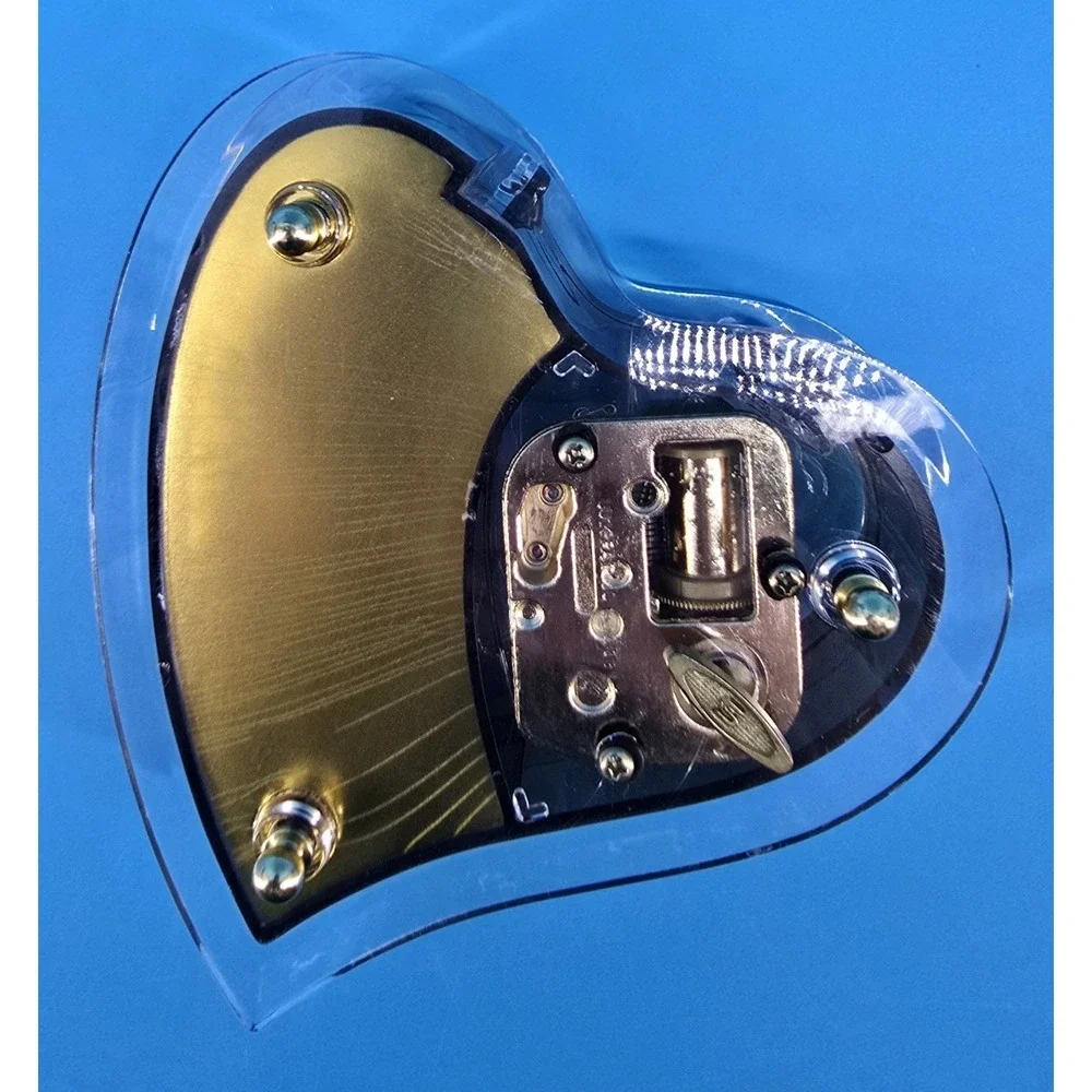 Vintage Lucite Heart Shaped Musical Jewelry Box Plays 